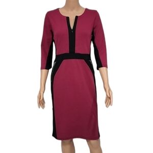 HOMEYEE Women's Pencil Stretch Dress 3/4 Sleeve Fushia/black Size‎ 8